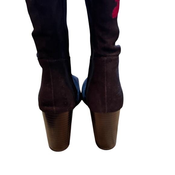 LIBBY EDELMAN Sz 7.5 Boho Embroidered Black Boots Festive Tall Flower Child Y2K - Picture 4 of 7